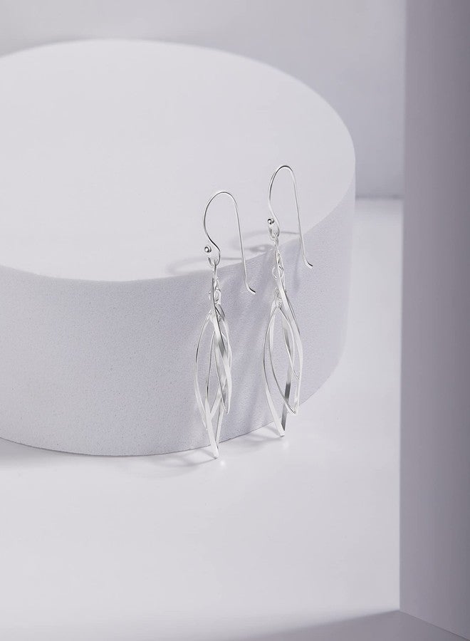 MILLA Teardrop Earrings - Designer Silver Statement Earrings or Gold Dangle Earrings for Women Trendy Upscale Sterling Silver Wire Dangly Earrings (Linear Swirl/Sterling Silver Plated) - Image 5